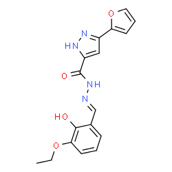 (E)-N-(3-ethoxy-2-hydroxybenzylidene)-3-(furan-2-yl)-1H-pyrazole-5-carbohydrazide structure