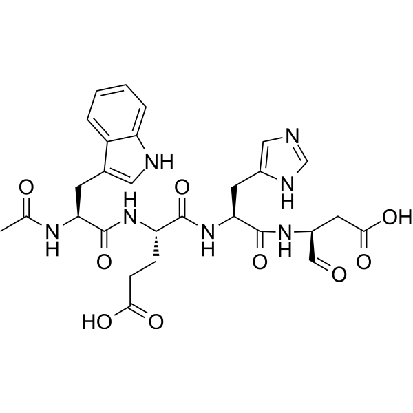 Ac-Trp-Glu-His-Asp-aldehyde (pseudo acid) structure