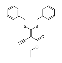 ethyl 3,3-bis(benzylsulfanyl)-2-cyanoprop-2-enoate结构式