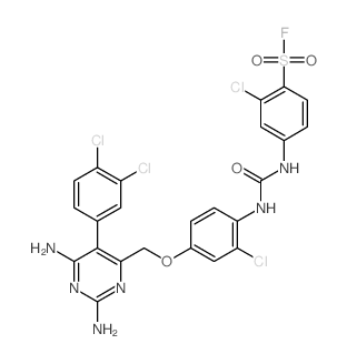 Benzenesulfonylfluoride,2-chloro-4-[[[[2-chloro-4-[[2,6-diamino-5-(3,4-dichlorophenyl)-4-pyrimidinyl]methoxy]phenyl]amino]carbonyl]amino]-结构式