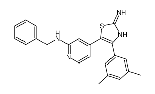 5-[2-(benzylamino)pyridin-4-yl]-4-(3,5-dimethylphenyl)-1,3-thiazol-2-amine结构式
