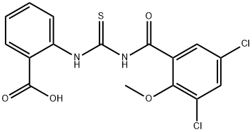 2-[[[(3,5-dichloro-2-methoxybenzoyl)amino]thioxomethyl]amino]-benzoic acid Structure