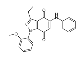 5-anilino-3-ethyl-1-(2-methoxyphenyl)indazole-4,7-dione结构式