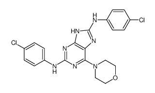 2-N,8-N-bis(4-chlorophenyl)-6-morpholin-4-yl-7H-purine-2,8-diamine结构式