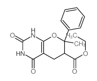 Ethyl 2,4-dihydroxy-7-methyl-7-phenyl-6,7-dihydro-5H-pyrano(2,3-d)pyrimidine-6-carboxylate结构式