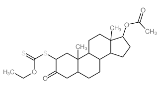 Androstan-3-one,17-(acetyloxy)-2-[(ethoxythioxomethyl)thio]-, (2a,5a,17b)- (9CI)结构式