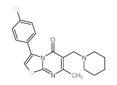 9-(4-chlorophenyl)-4-methyl-3-(1-piperidylmethyl)-7-thia-1,5-diazabicyclo[4.3.0]nona-3,5,8-trien-2-one structure