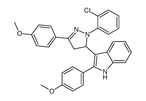 3-[2-(2-chlorophenyl)-5-(4-methoxyphenyl)-3,4-dihydropyrazol-3-yl]-2-( 4-methoxyphenyl)-1H-indole结构式