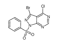 3-bromo-4-chloro-1-(phenylsulfonyl)-1H-pyrazolo[3,4-d]pyrimidine Structure