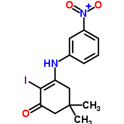 2-Iodo-5,5-dimethyl-3-[(3-nitrophenyl)amino]-2-cyclohexen-1-one结构式