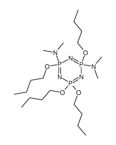 2,4-Bis-dimethylamino-2,4,6,6-tetrabutoxy-cyclotriphosphazatrien Structure