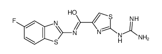 N-(5-fluorobenzothiazol-2-yl)-2-guanidinothiazole-4-carboxamide结构式