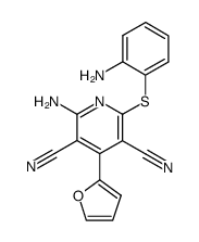 6-amino-2-(o-aminophenylthio)-3,5-dicyano-4-(2-furyl)pyridine结构式