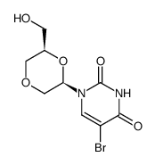 1-(R)-<6-(R)-hydroxymethyl-1,4-dioxan-2-yl>-5-bromouracil结构式