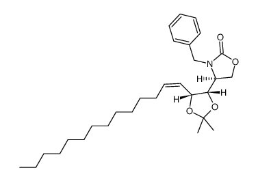 (S)-3-benzyl-4-((4S,5R)-2,2-dimethyl-5-((Z)-tetradec-1-enyl)-1,3-dioxolan-4-yl)oxa-zolidin-2-one Structure