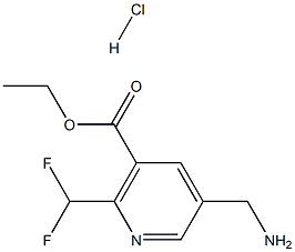 ethyl 5-(aminomethyl)-2-(difluoromethyl)nicotinate hydrochloride结构式