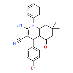 2-amino-4-(4-bromophenyl)-7,7-dimethyl-5-oxo-1-phenyl-1,4,5,6,7,8-hexahydro-3-quinolinecarbonitrile结构式