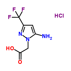 [5-Amino-3-(trifluoromethyl)-1H-pyrazol-1-yl]acetic acid hydrochloride (1:1)结构式