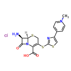 4-[2-[[(6R,7R)-7-Amino-2-carboxy-8-oxo-5-thia-1-azabicyclo[4.2.0]oct-2-en-3-yl]thio]-4-thiazolyl]-1-methyl-pyridinium chloride Structure