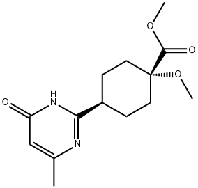 Cyclohexanecarboxylic acid, 4-(1,6-dihydro-4-methyl-6-oxo-2-pyrimidinyl)-1-methoxy-, methyl ester, cis-结构式