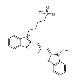 2-[3-(3-ethyl-3H-benzothiazol-2-ylidene)isobut-1-enyl]-3-(4-sulphonatobutyl)benzothiazolium结构式