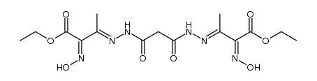 malonic acid bis-(2-ethoxycarbonyl-2-hydroxyimino-1-methyl-ethylidenehydrazide)结构式