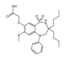 1,1-dioxo-3,3-dibutyl-5-phenyl-7-methylthio-8-carboxymethoxy-2,3,4,5-tetrahydro-1,2,5-benzothiadiazepine Structure