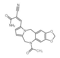 3-(5-acetyl-5,11-dihydro-6H-[1,3]dioxolo[4',5':4,5]benzo[1,2-e]pyrrolo[1,2-a][1,4]diazepin-9-yl)-2-cyano-acrylamide结构式
