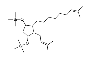 1,3-Bis[(trimethylsilyl)oxy]-4-(3-methyl-2-butenyl)-5-(8-methyl-7-nonenyl)cyclopentane结构式