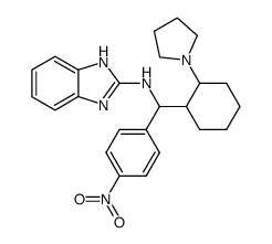 (1H-benzoimidazol-2-yl)-[(4-nitro-phenyl)-(2-pyrrolidin-1-yl-cyclohexyl)-methyl]-amine结构式