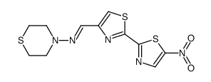 (E)-1-[2-(5-nitro-1,3-thiazol-2-yl)-1,3-thiazol-4-yl]-N-thiomorpholin-4-ylmethanimine Structure