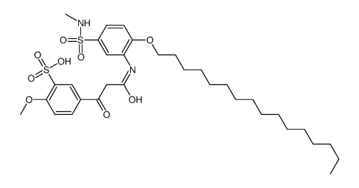 5-[3-[[2-(hexadecyloxy)-5-[(methylamino)sulphonyl]phenyl]amino]-1,3-dioxopropyl]-2-methoxybenzenesulphonic acid结构式