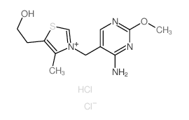 Thiazolium,3-[(4-amino-2-methoxy-5-pyrimidinyl)methyl]-5-(2-hydroxyethyl)-4-methyl-,chloride, hydrochloride (1:1:1) structure