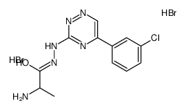 [1-[2-[5-(3-chlorophenyl)-1,2,4-triazin-4-ium-3-yl]hydrazinyl]-1-oxopropan-2-yl]azanium,dibromide Structure