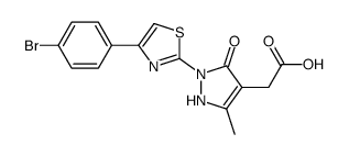 2-[2-[4-(4-bromophenyl)-1,3-thiazol-2-yl]-5-methyl-3-oxo-1H-pyrazol-4-yl]acetic acid Structure