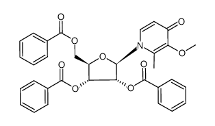 1-(2,3,5-tri-O-benzoyl-β-D-ribofuranosyl)-3-methoxy-2-methyl-4-pyridone结构式