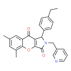 1-(4-ethylphenyl)-5,7-dimethyl-2-(pyridin-3-ylmethyl)-1,2-dihydrochromeno[2,3-c]pyrrole-3,9-dione Structure