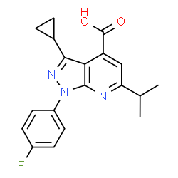 3-Cyclopropyl-1-(4-fluorophenyl)-6-isopropyl-pyrazolo[3,4-b]pyridine-4-carboxylic acid结构式