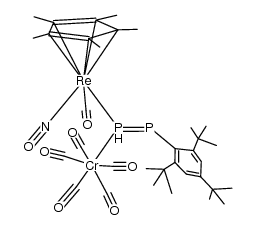 carbonylnitrosyl{1-(pentacarbonylchromium)-2-(2,4,6-tri-tert-butylphenyl)diphosphenyl}(pentamethylcyclopentadienyl)rhenium Structure