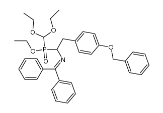 ethyl (2-(4-(benzyloxy)phenyl)-1-((diphenylmethylene)amino)ethyl)(diethoxymethyl)phosphinate结构式