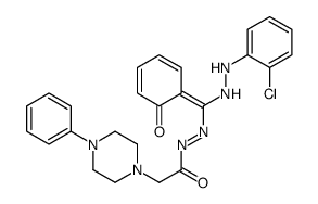 N-[(E)-[2-(2-chlorophenyl)hydrazinyl]-(6-oxocyclohexa-2,4-dien-1-ylidene)methyl]imino-2-(4-phenylpiperazin-1-yl)acetamide Structure