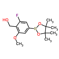 [2-Fluoro-6-methoxy-4-(4,4,5,5-tetramethyl-1,3,2-dioxaborolan-2-yl)phenyl]methanol结构式