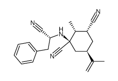 (-)-1-((1-cyano-2-phenylethyl)amino)-2R-methyl-5R-(1-methylethenyl)cyclohexane-1R,3R-dicarbonitrile Structure
