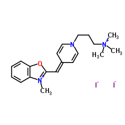 3-Methyl-2-((1-(3-(trimethylammonio)propyl)pyridin-4(1H)-ylidene)methyl)benzo[d]oxazol-3-ium iodide picture