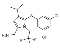 [5-(3,5-dichlorophenyl)sulfanyl-4-propan-2-yl-1-(2,2,2-trifluoroethyl)imidazol-2-yl]methanamine结构式