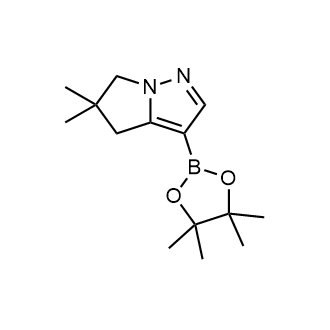 5,5-二甲基-3-(4,4,5,5-四甲基-1,3,2-二氧杂硼杂环戊烷-2-基)-5,6-二氢-4H-吡咯并[1,2-b]吡唑结构式