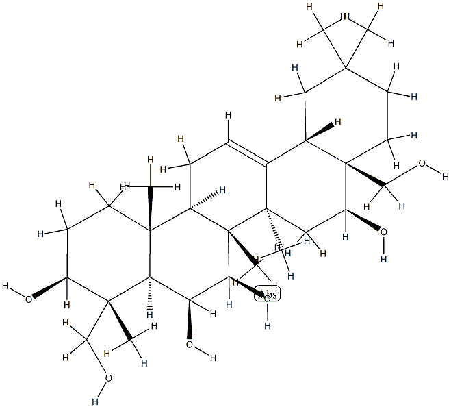 (4R)-Olean-12-ene-3β,6β,7β,16β,23,28-hexol structure