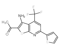 1-[3-氨基-6-(2-噻吩)-4-(三氟甲基)噻吩并[2,3-b]吡啶-2-基]-1-乙酮结构式