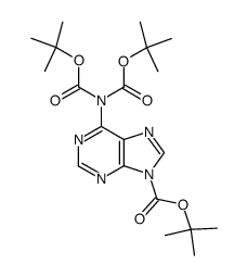 tert-butyl 6-[bis(tert-butoxycarbonyl)amino]-9H-purine-9-carboxylate结构式