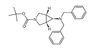 3-tert-butyloxycarbonyl-6-exo-(N,N-dibenzylamino)-3-azabicyclo[3.1.0]hexane结构式